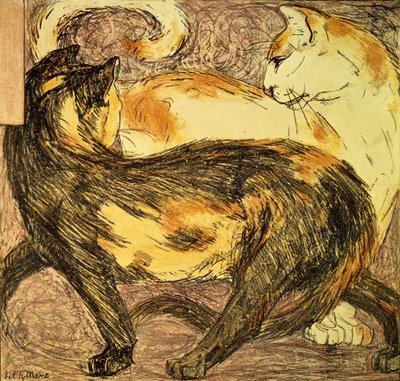 Zwei Katzen (Skizze) von Franz Marc